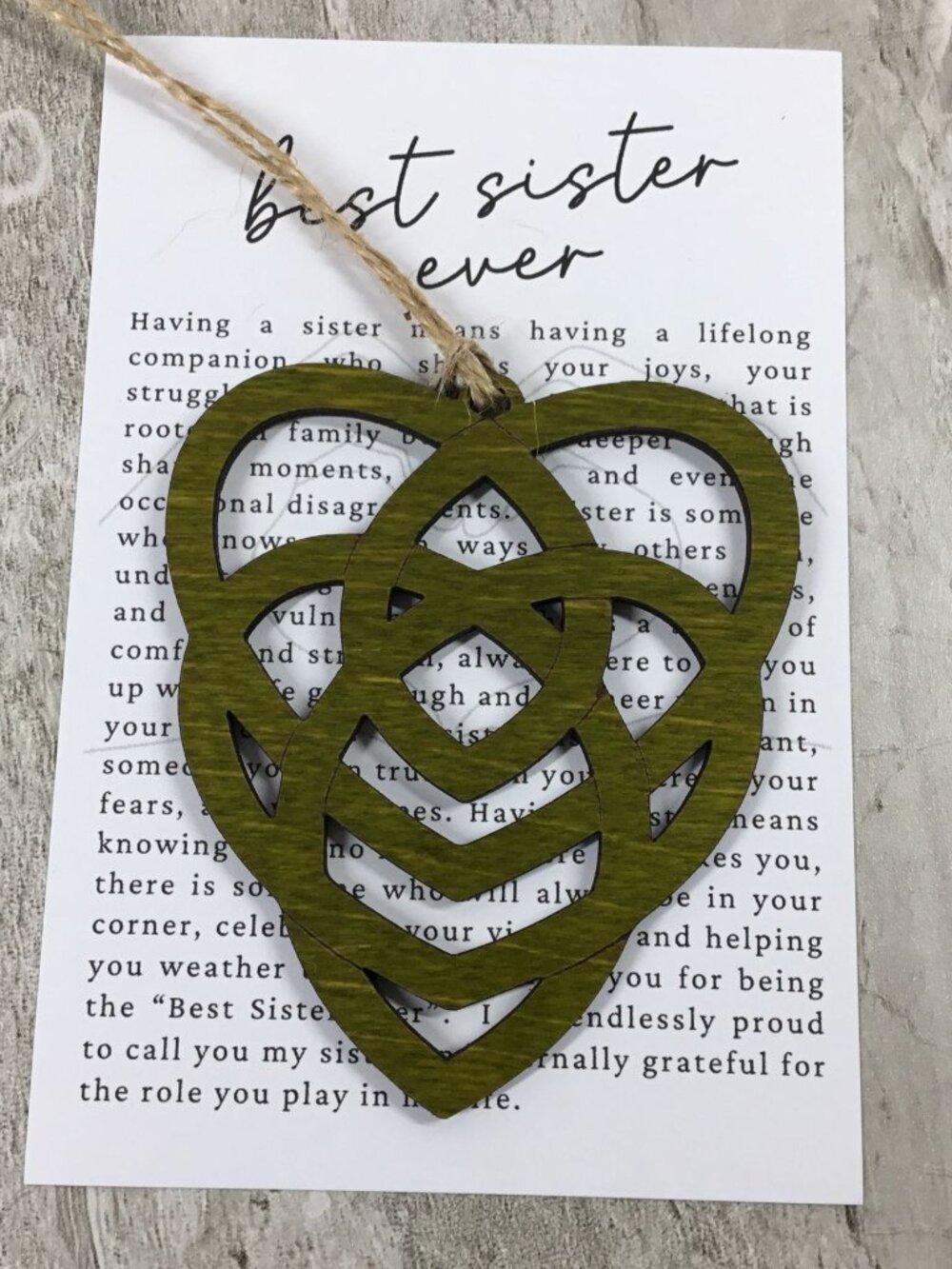 The Sister Celtic Knot Story Card Ornament